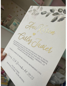 Invitación + nombres dorados