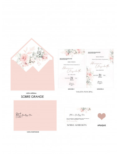 Invitación Elegante + Aplique de corazón