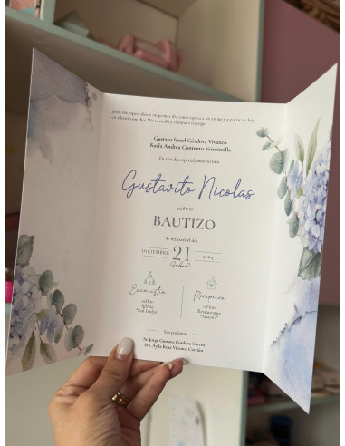 Invitación Abierta + Nombre colgante + Cinta