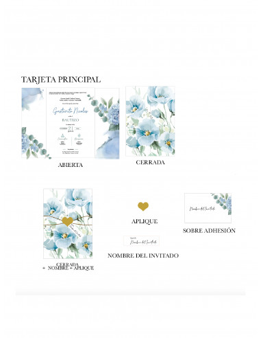 Invitación Abierta + Nombre colgante + Cinta