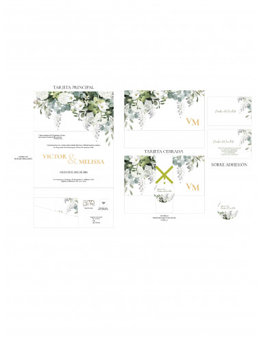 Invitación una pieza premium + Nombres dorados