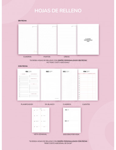 Agenda Medium: Hojas de Relleno a elección