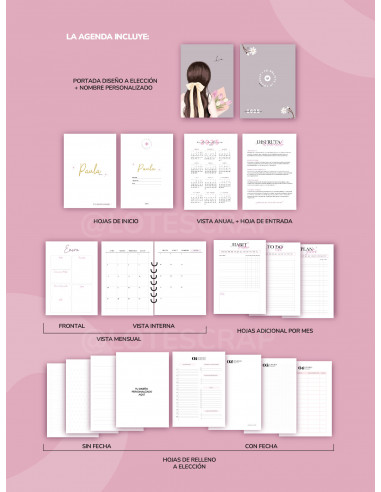 Agenda premium: Hojas de relleno personalizadas