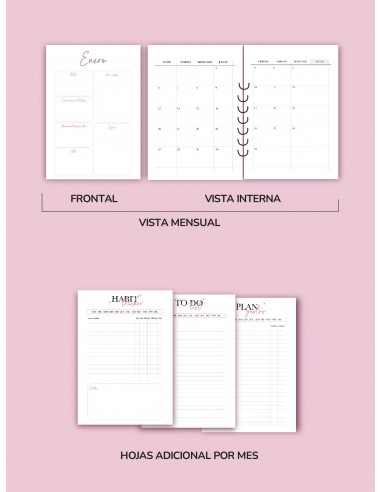 Agenda premium: Hojas de relleno personalizadas
