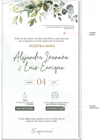 Matrimonio - Invitación Digital - Básica + Botones interactivos