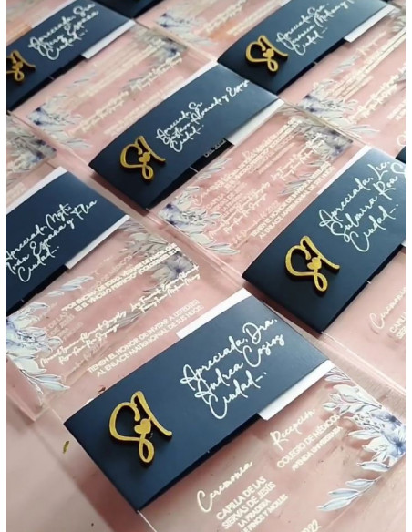 Invitación Premium Transparente + Cintillo