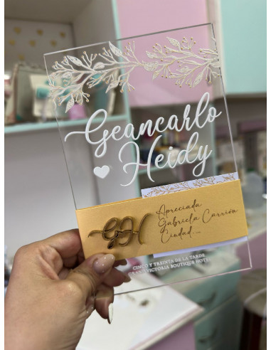 Invitación Premium Transparente + Cintillo